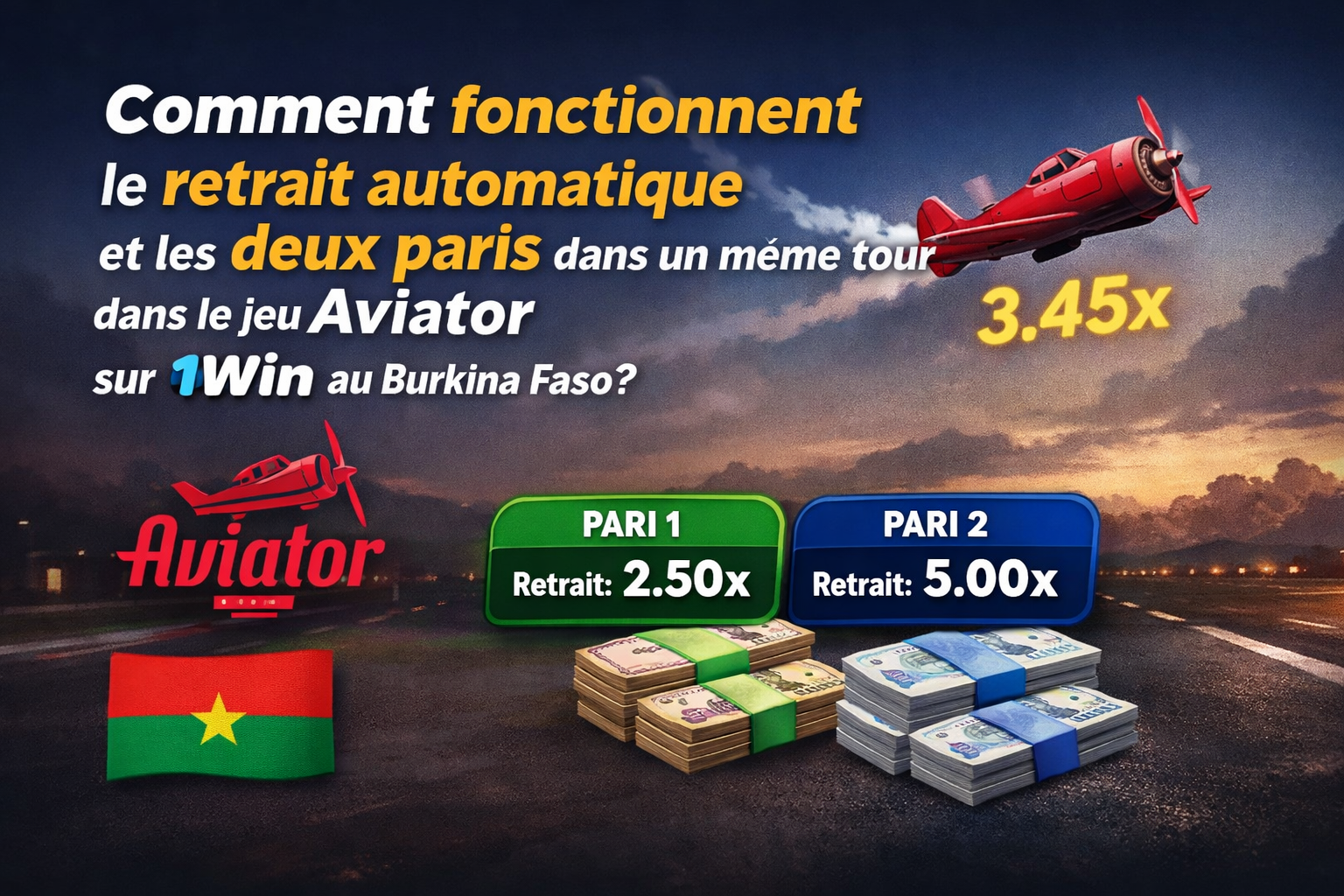 Comment fonctionnent le retrait automatique Aviator sur 1Win pour le Burkina Faso